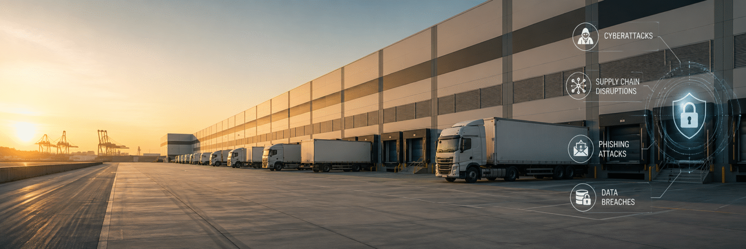 Cybersecurity threats in the logistics industry including ransomware IoT vulnerabilities phishing and supply chain attacks